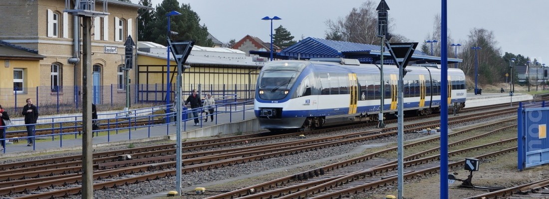 VT 733 der Niederbarnimer Eisenbahn im Bahnhof Basdorf