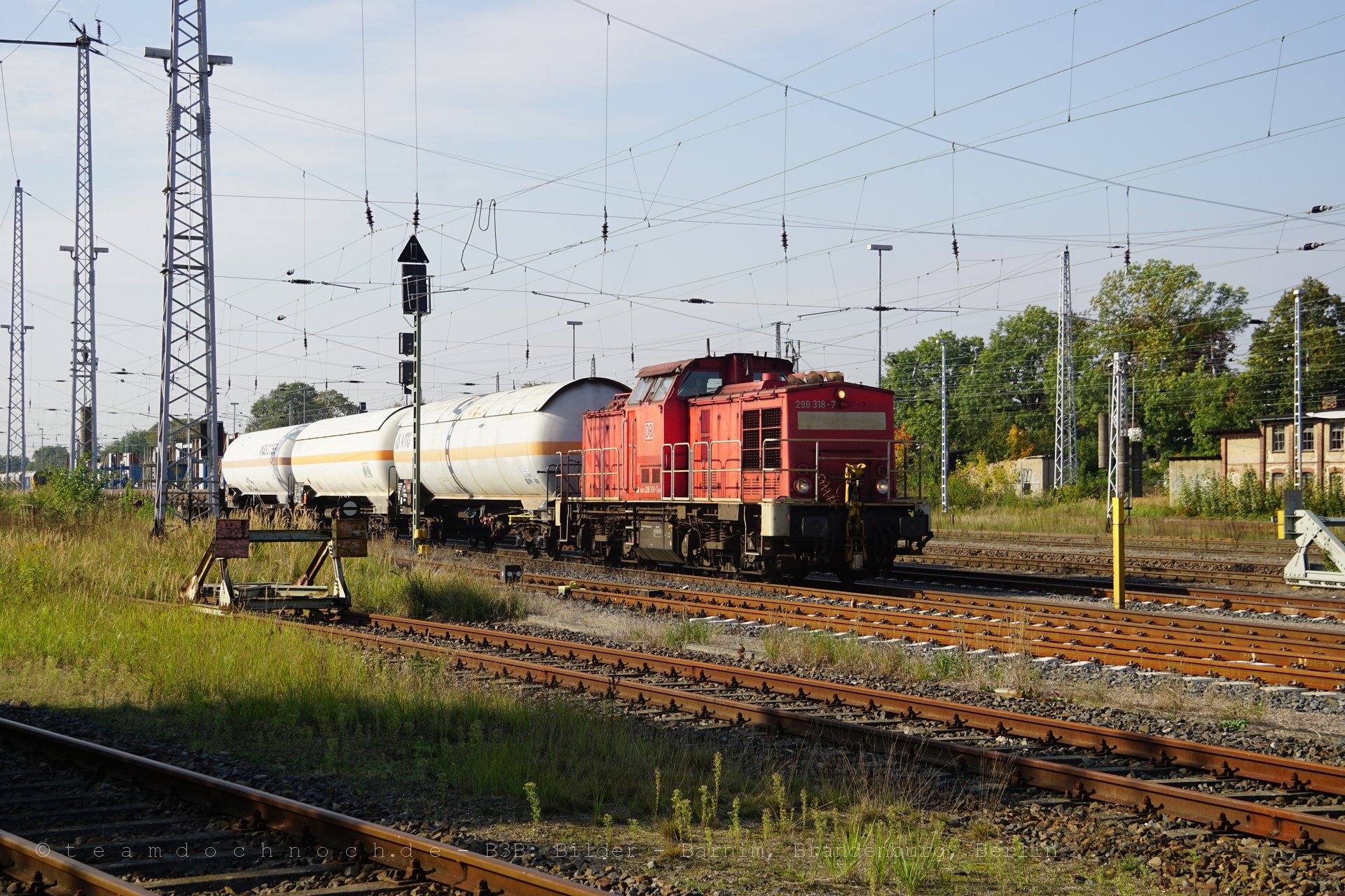 298 318-7 mit einem Güterzug in Neustrelitz